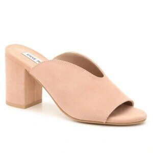 Steve Madden Chance Tan Suede Block Heel Mules